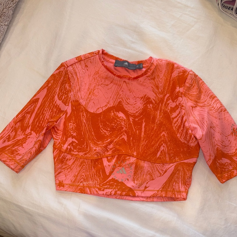 Adidas x Stella McCartney Marbled Pink and Orange Top